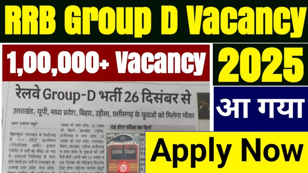 RRB Group D Recruitment 2025 Release Soon | रेलवे ग्रुप डी पर एक लाख भर्ती आ रही है इस दिन से होगा आवेदन